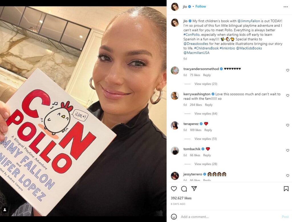Publicación de Jennifer López en su cuenta de Instagram.